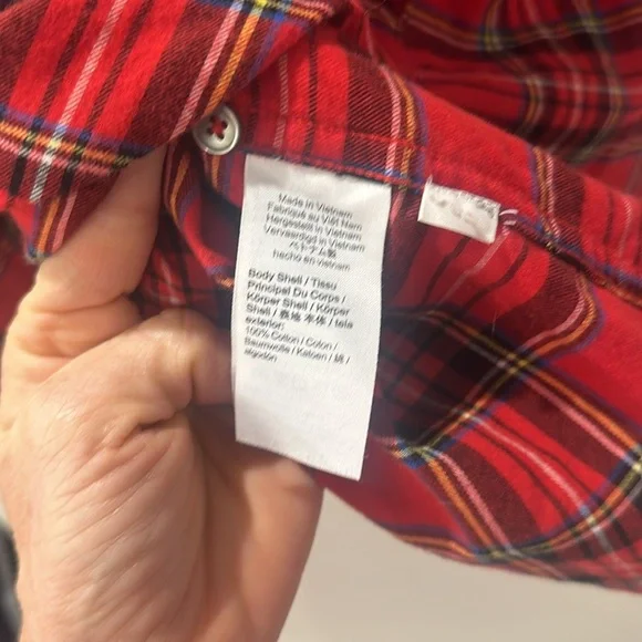 J Crew red plaid button down long sleeve shirt - Picture 5 of 5